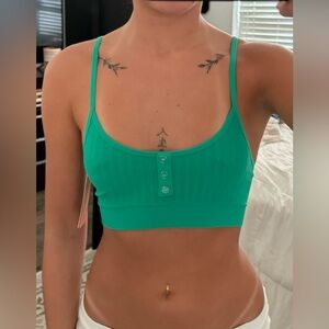 Green button up tank